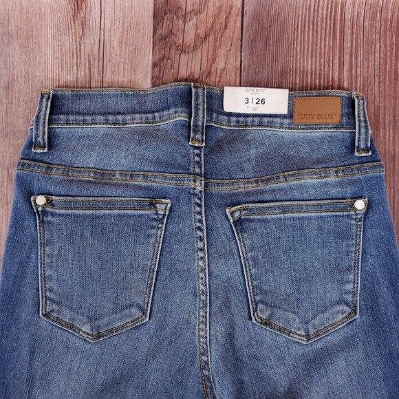 NWT Judy Blue Womens Size 3/26 Skinny Fit Blue Denim Jeans Ankle Slit - Picture 8 of 15